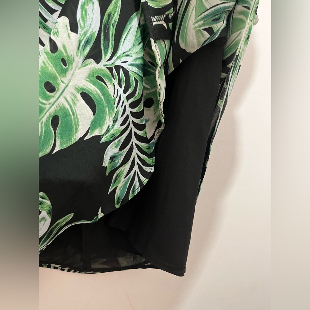 Belle Vere Tropical Leaf Halter Dress Green Black Size 4 Resort Summer - Picture 10 of 14